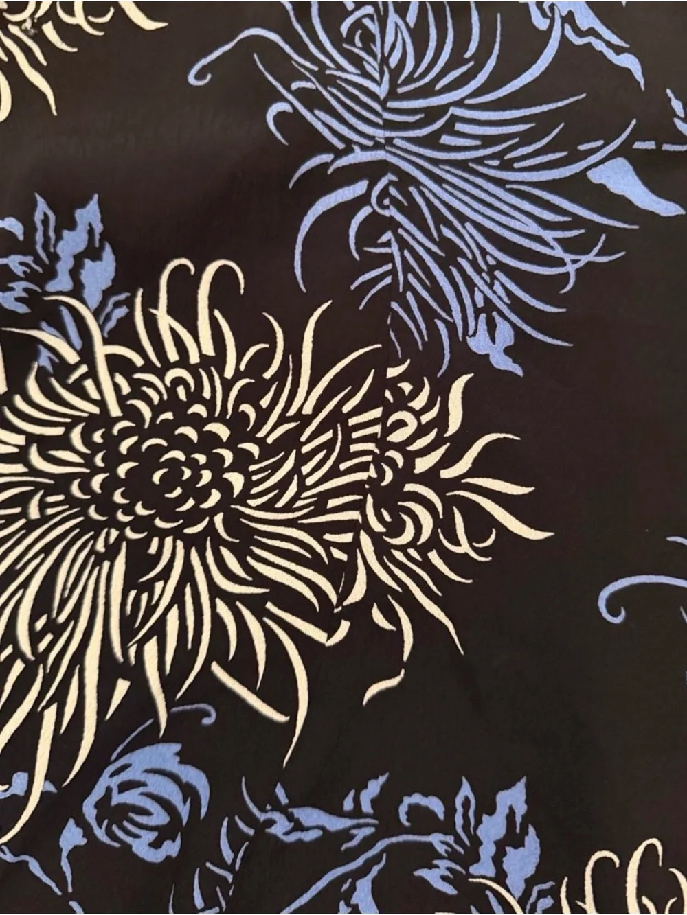 Black A-Line Skirt with Blue and Cream Floral Print